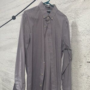 Banana Republic Men's Checkered Shirt - Brown and White